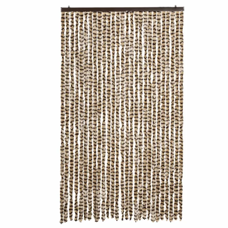 Užuolaida nuo musių, smėlio ir ruda, 118x220cm, šenilis