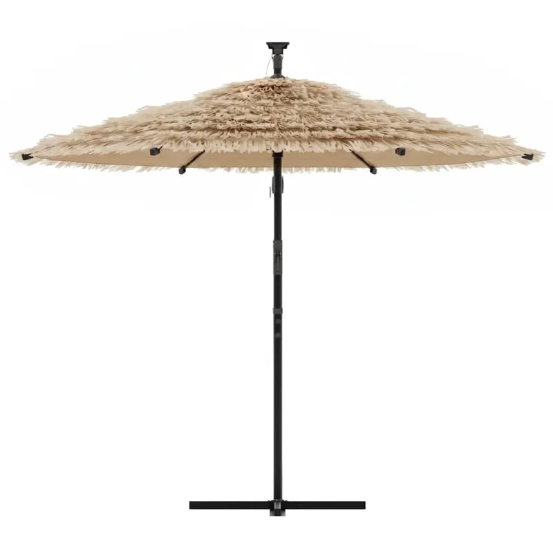 Skėtis nuo saulės su LED/plieniniu stulpu, rudas, 246x246x230cm