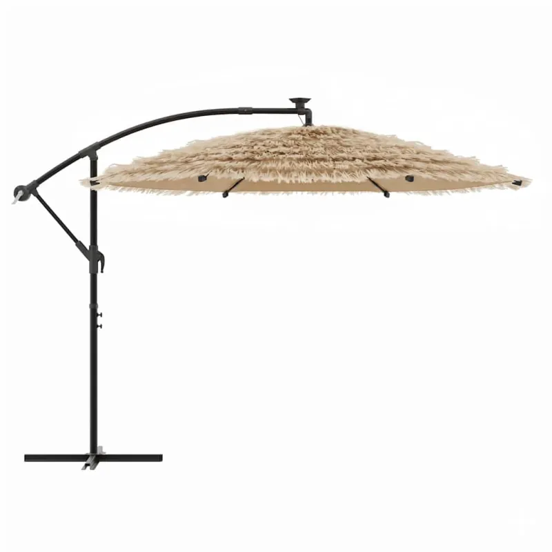 Skėtis nuo saulės su LED/plieniniu stulpu, rudas, 246x246x230cm