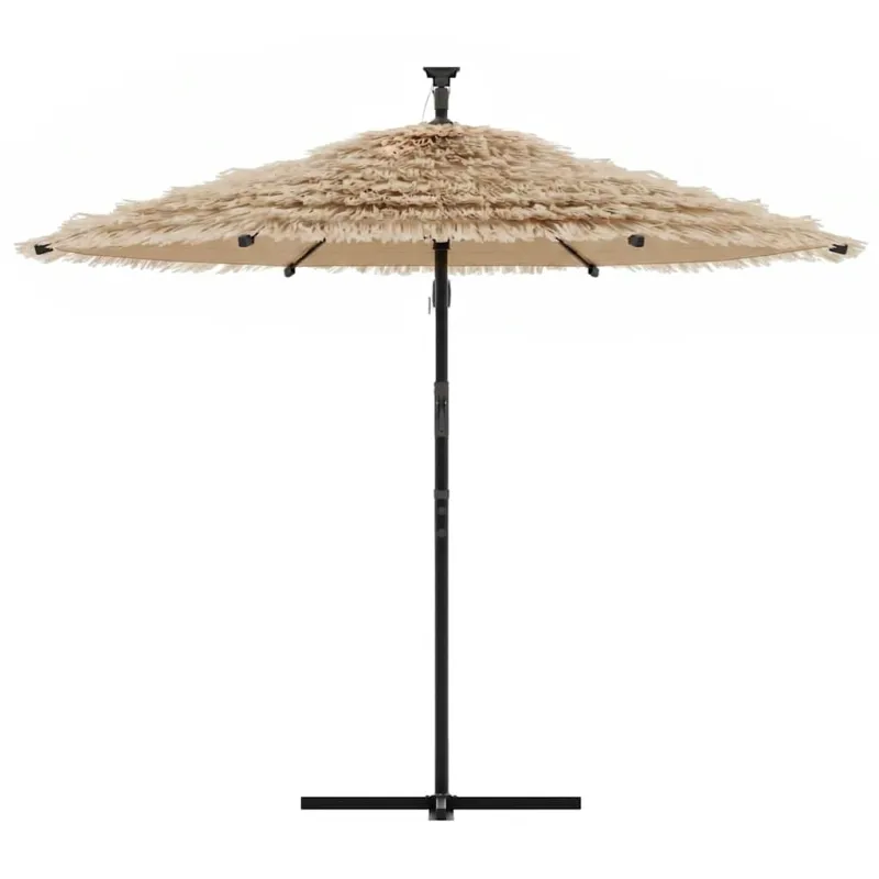 Skėtis nuo saulės su LED/plieniniu stulpu, rudas, 269x269x235cm