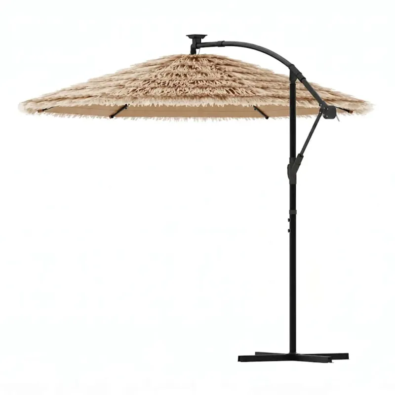 Skėtis nuo saulės su LED/plieniniu stulpu, rudas, 269x269x235cm