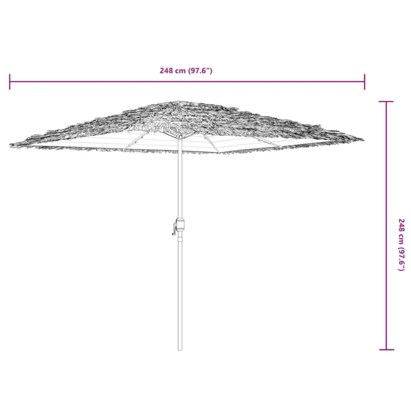 Skėtis nuo saulės su LED/plieniniu stulpu, rudas, 248x248x248cm