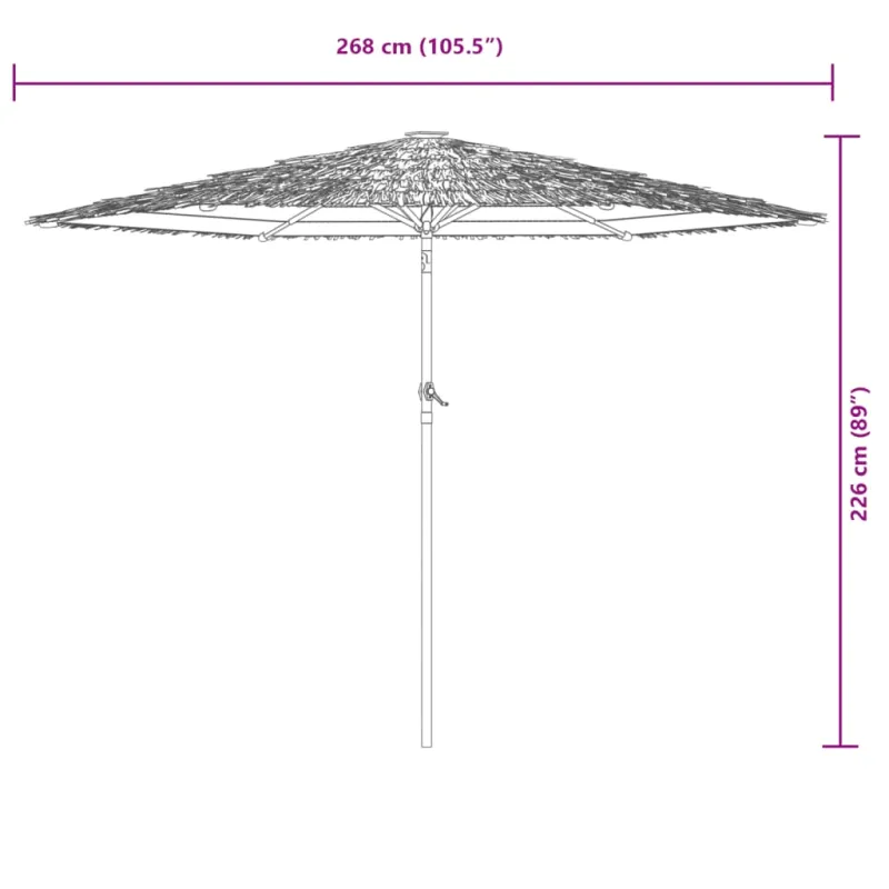 Skėtis nuo saulės su LED/plieniniu stulpu, rudas, 268x268x226cm