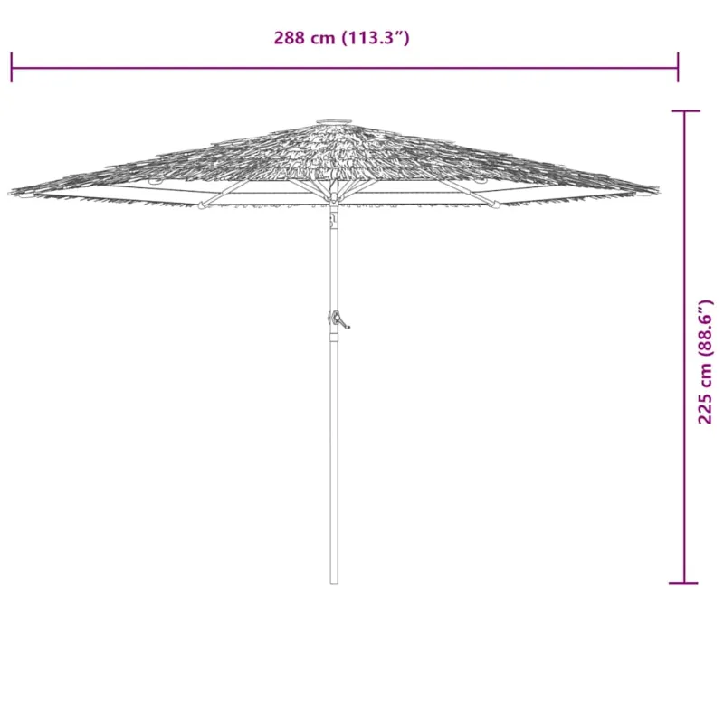 Skėtis nuo saulės su LED/plieniniu stulpu, rudas, 288x288x225cm