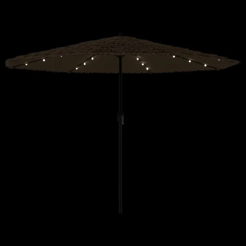 Skėtis nuo saulės su LED/plieniniu stulpu, rudas, 324x324x247cm