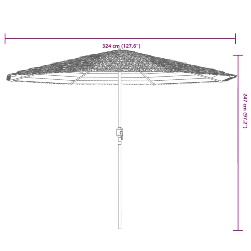 Skėtis nuo saulės su LED/plieniniu stulpu, rudas, 324x324x247cm