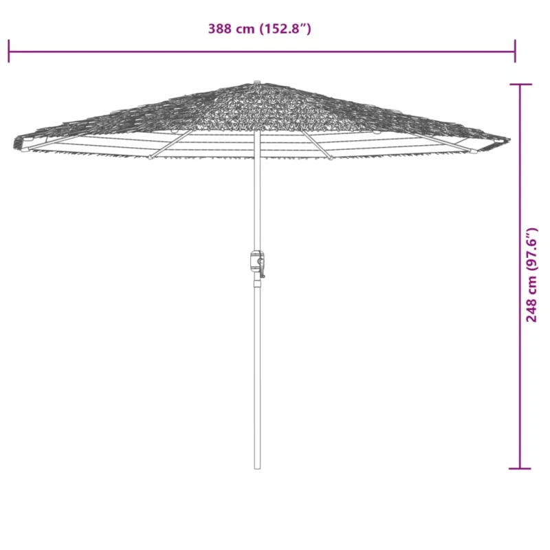 Skėtis nuo saulės su LED/plieniniu stulpu, rudas, 388x388x248cm
