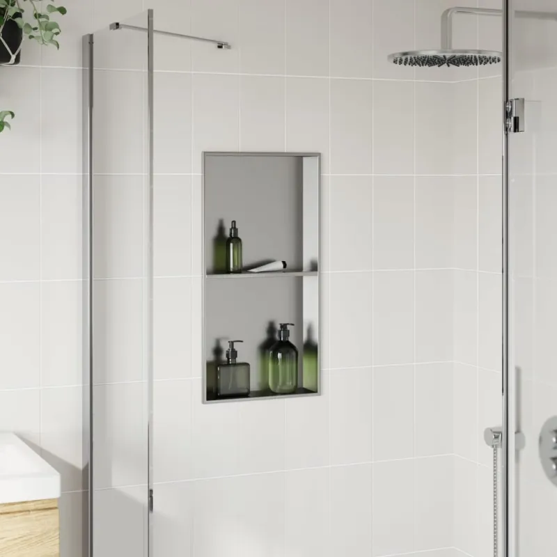 Nišinė dušo lentyna, sidabrinė, 32x62x9cm, nerūdijantis plienas