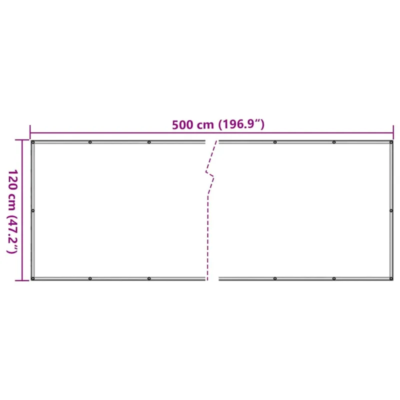 Privatumo suteikianti balkono pertvara, pilka, 500x120cm, PVC