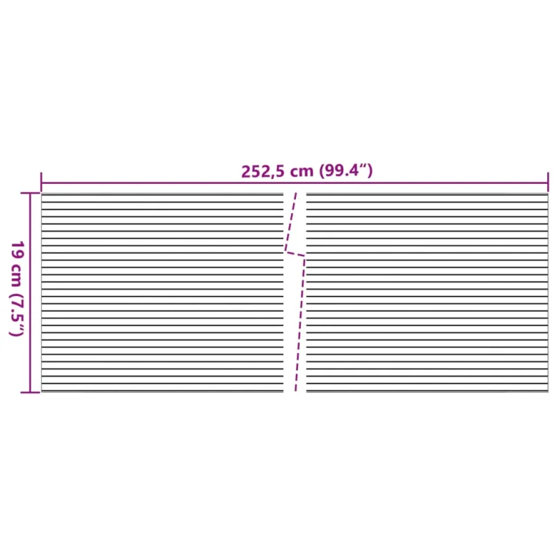 Sodo pertvaros, 10vnt., šviesiai pilkos, 252,5x19cm, PVC