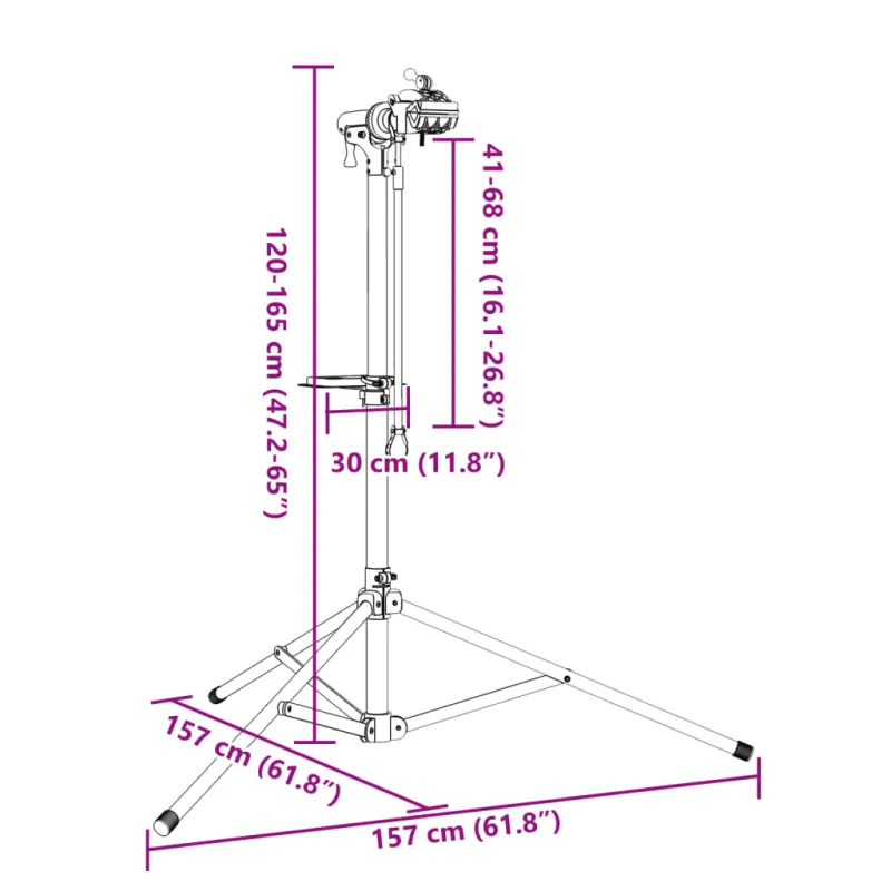 Dviračio remonto stovas, 120-165cm, aliuminis, sulankstomas