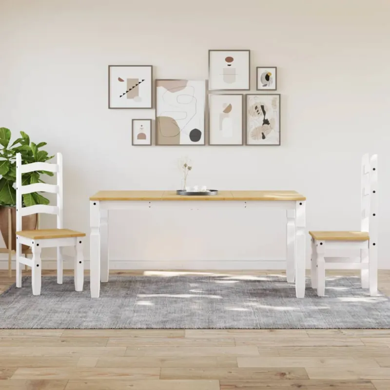 Valgomojo stalas Corona, baltas, 160x80x75cm, pušies masyvas