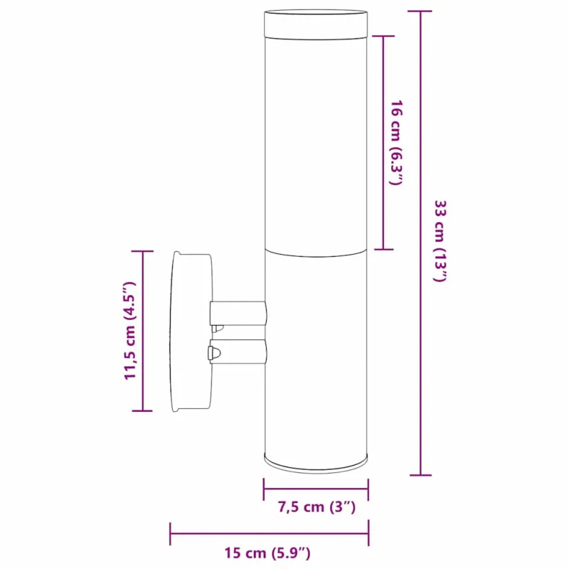 Lauko sieninė lemputė 2 pcs Sidabro 15 x 7,5 x 33 cm
