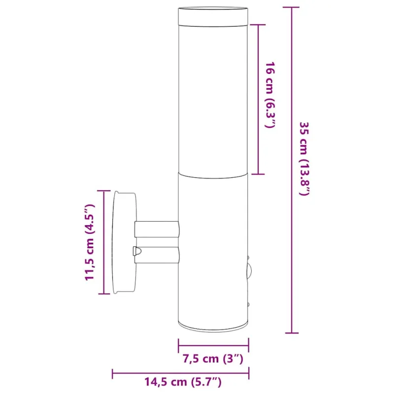 Lauko sieninė lemputė 2 pcs Sidabro 15 x 7,5 x 33 cm