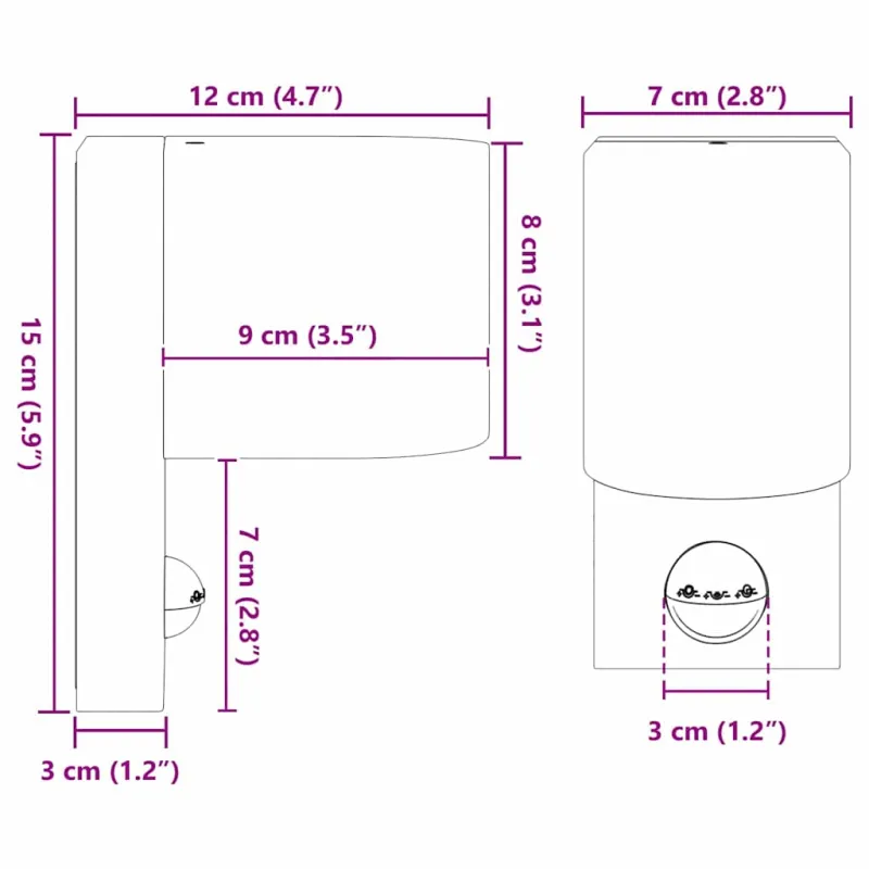 Lauko sieninė lemputė 2 pcs Juoda 12 x 7 x 15 cm