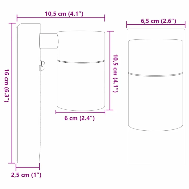 Lauko sieninė lemputė 2 pcs Juoda 6,5 x 10,5 x 16 cm