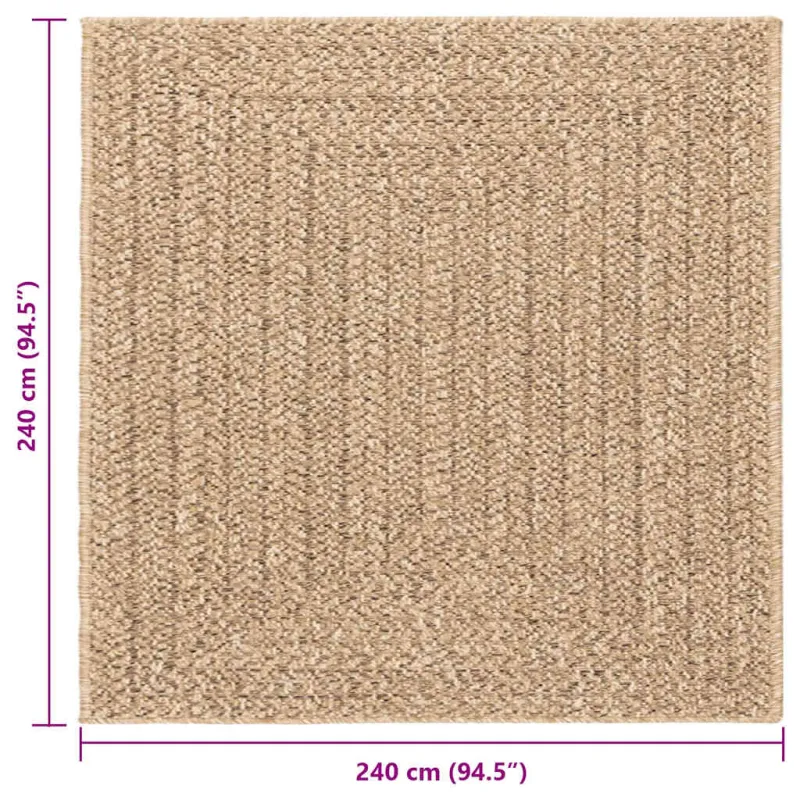 Kilimas ZIZUR, 240x240cm, džiuto imitacija, vidaus ir lauko