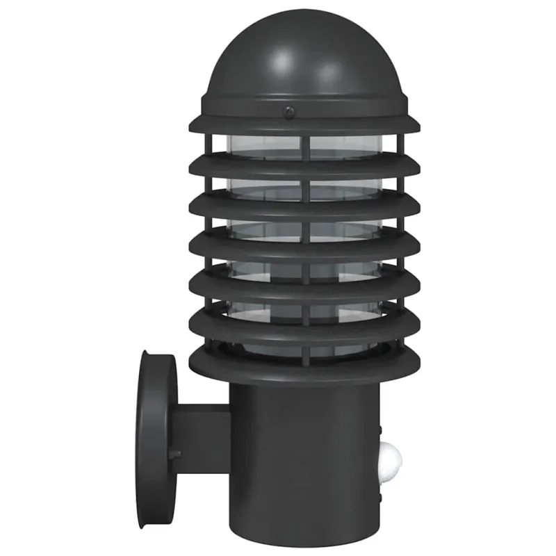 Lauko šviestuvai su jutikliais, 2vnt., juodi, plienas