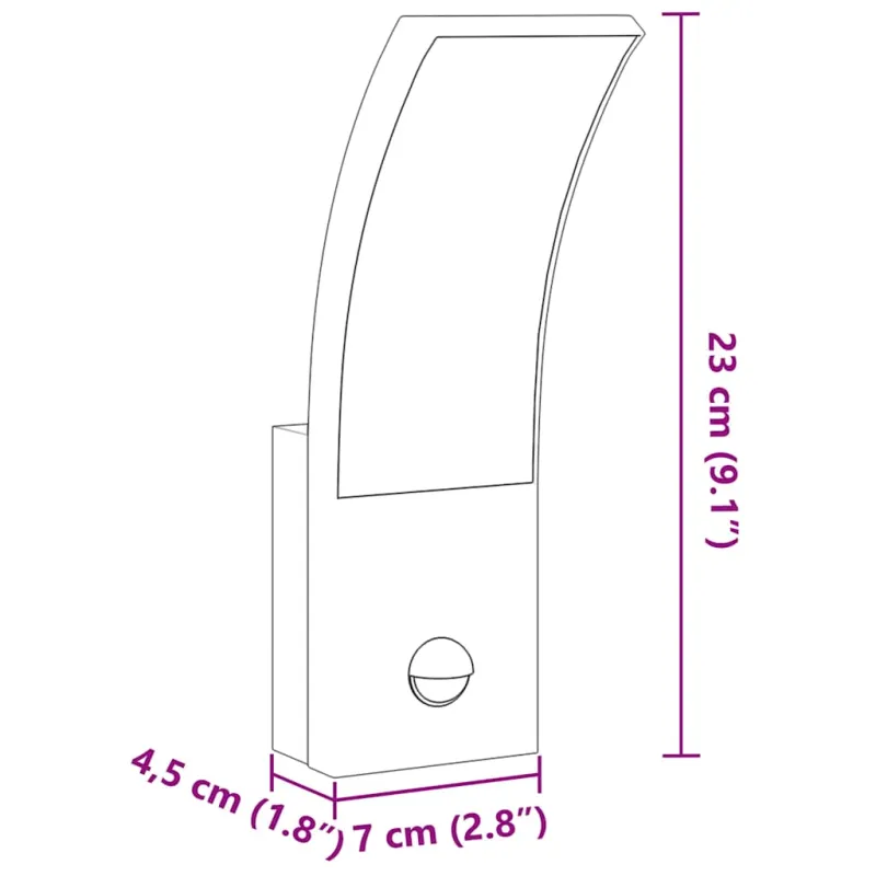 Lauko LED šviestuvai su jutikliais, 2vnt., juodi, aliuminis