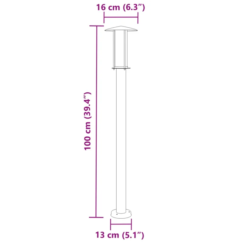 Lauko šviestuvas, 3vnt., sidabrinė, 100cm, nerūdijantis plienas