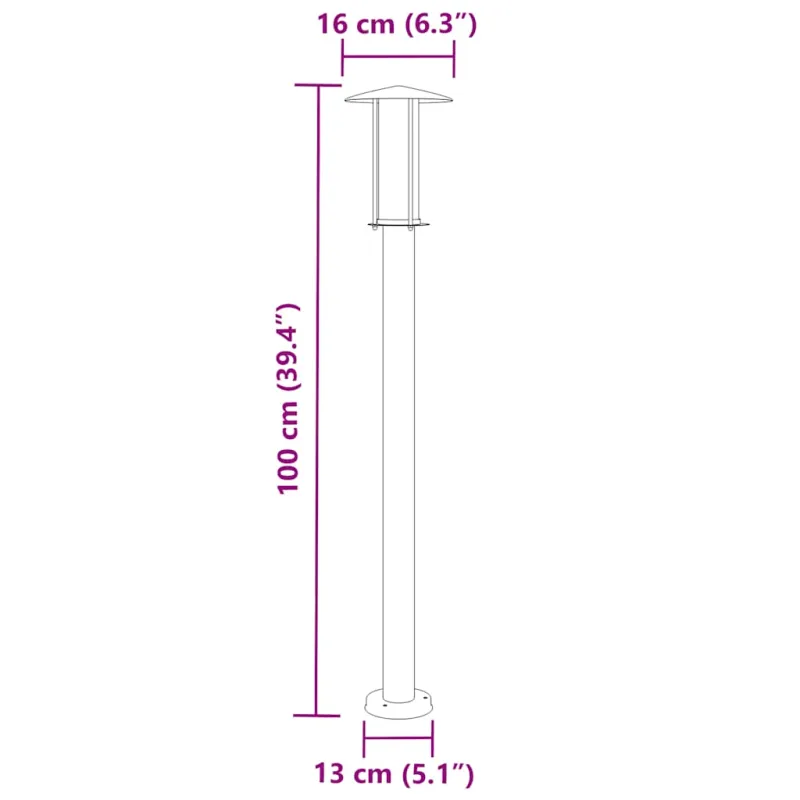Lauko šviestuvas, juodos spalvos, 100cm, nerūdijantis plienas