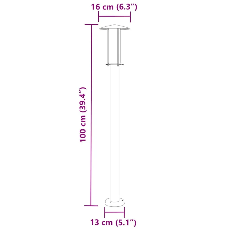 Lauko šviestuvai, 3vnt., juodi, 100cm, nerūdijantis plienas
