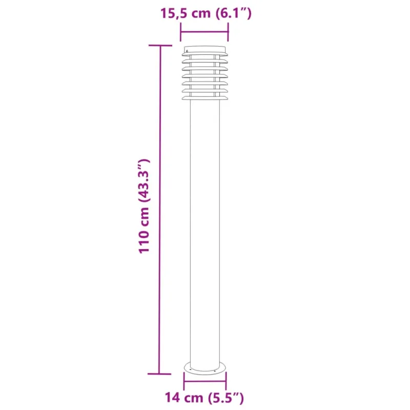 Lauko šviestuvas, sidabrinis, 110cm, nerūdijantis plienas