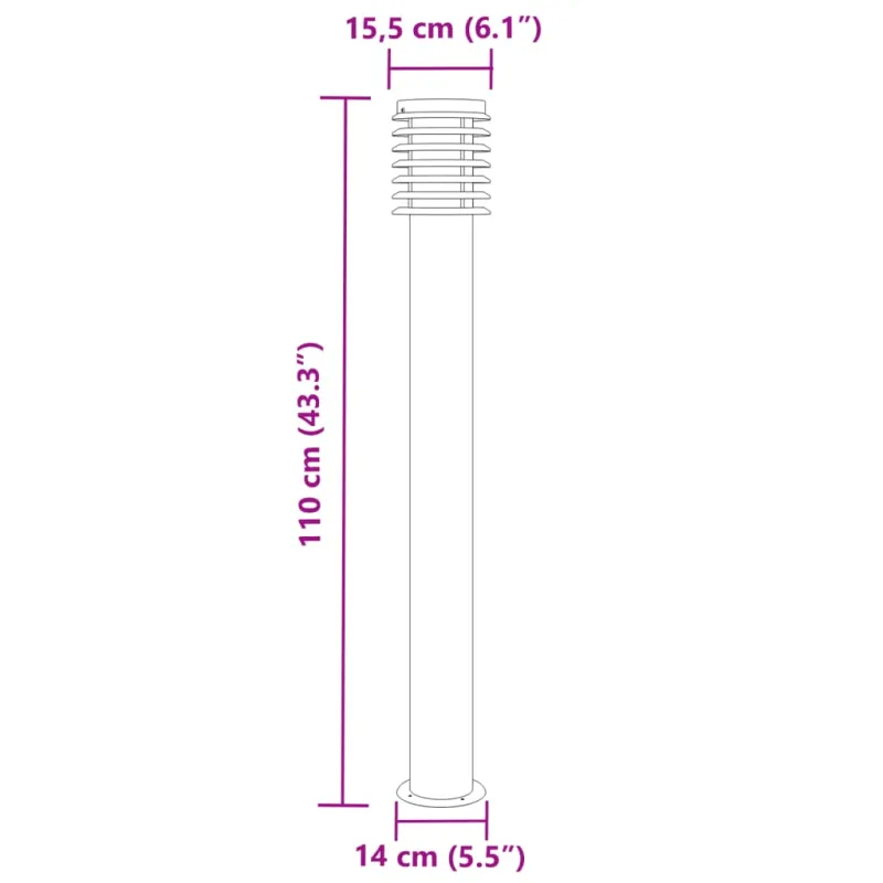 Lauko šviestuvas, juodos spalvos, 110cm, nerūdijantis plienas