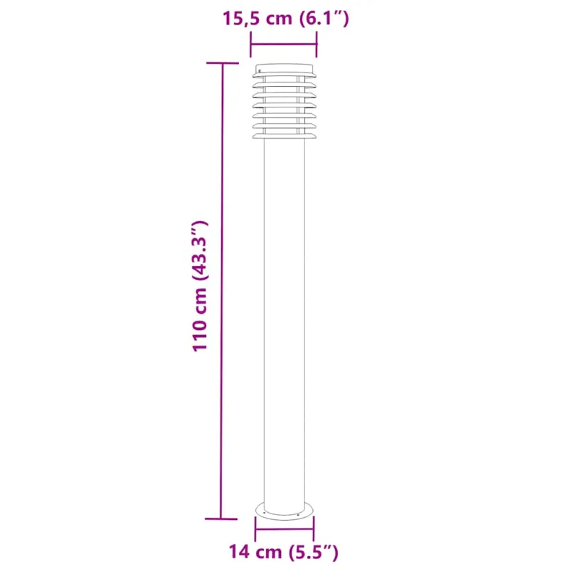 Lauko šviestuvai, 3vnt., juodi, 110cm, nerūdijantis plienas