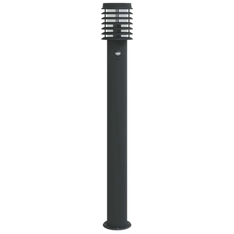 Lauko šviestuvai su jutikliu, 3vnt., juodi, 110cm, plienas