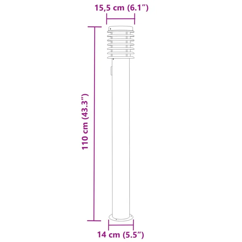 Lauko šviestuvas su išvedimu, sidabrinis, 110cm, plienas