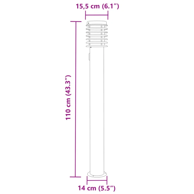 Lauko šviestuvas su išvedimu, 3vnt., sidabrinė, 110cm, plienas