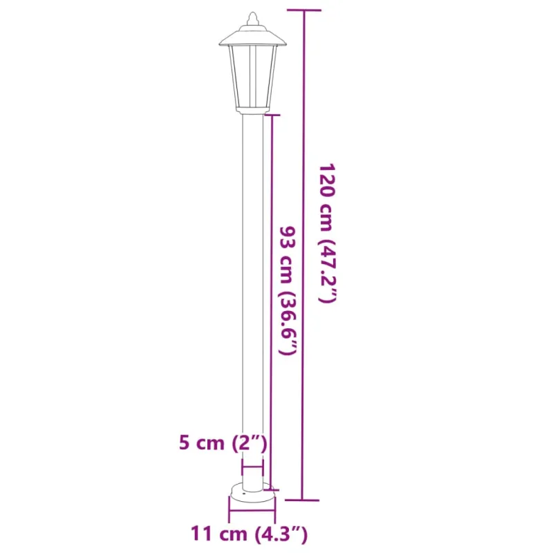 Lauko šviestuvas, 3vnt., sidabrinė, 120cm, nerūdijantis plienas