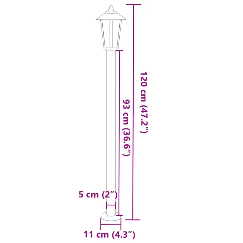 Lauko šviestuvai, 3vnt., juodi, 120cm, nerūdijantis plienas