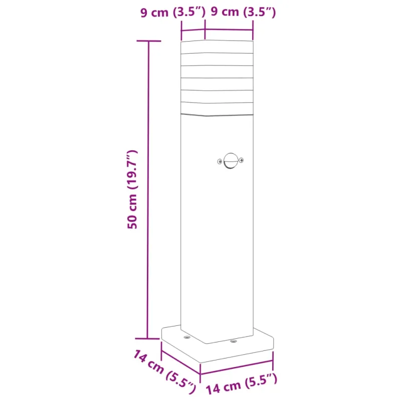 Lauko šviestuvas su jutikliu, 3vnt., juodi, 50cm, aliuminis