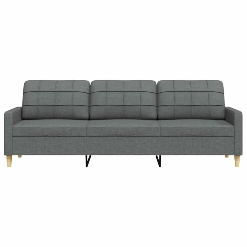 Trivietė sofa, tamsiai pilkos spalvos, 210cm, audinys