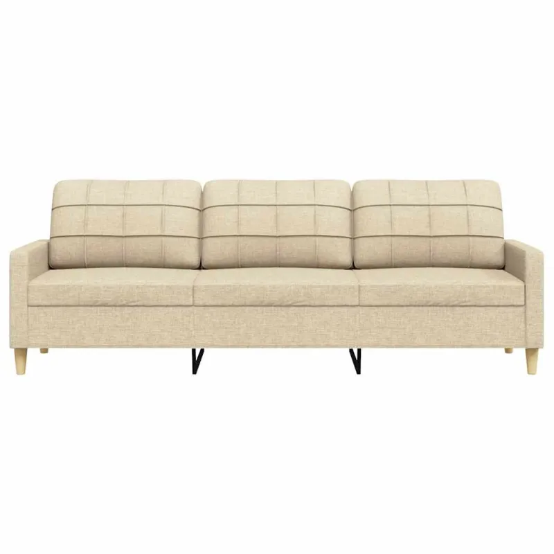 Trivietė sofa, kreminės spalvos, 210cm, audinys