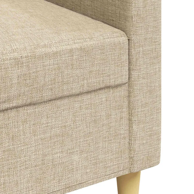 Trivietė sofa, kreminės spalvos, 210cm, audinys
