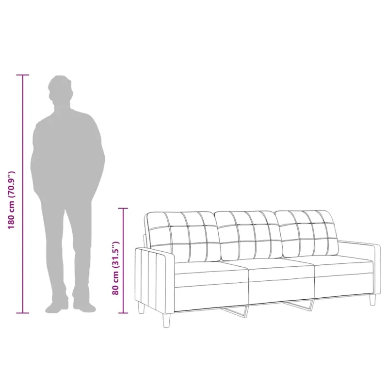 Trivietė sofa, raudonojo vyno spalvos, 180cm, audinys