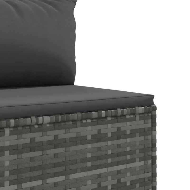 Sodo komplekti, 7 osaa, harmaa, polyrattana, pehmusteilla
