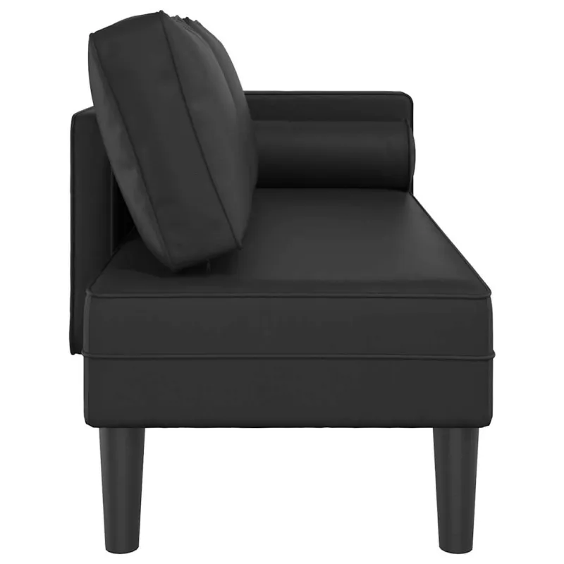 Poilsio sofa su pagalvėmis, juoda, dirbtinė oda