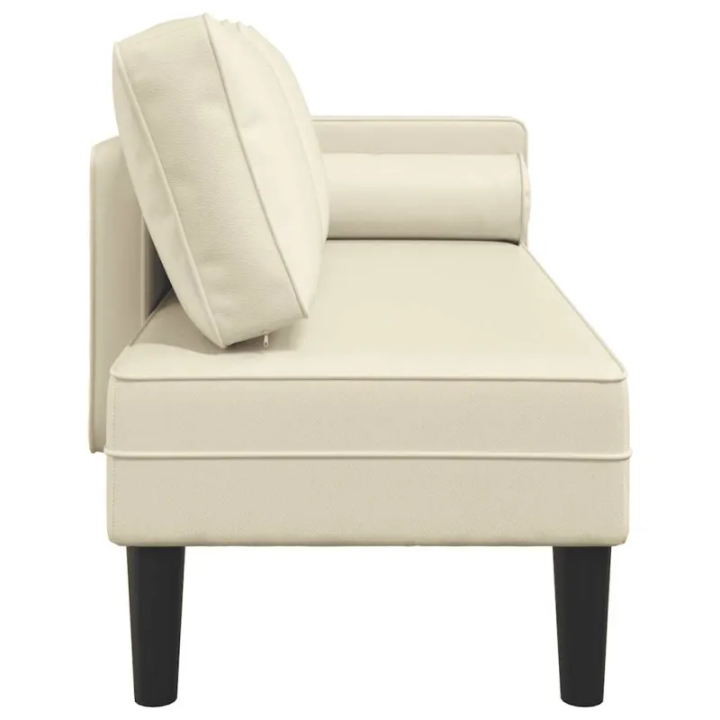 Poilsio sofa su pagalvėmis, kreminė, dirbtinė oda
