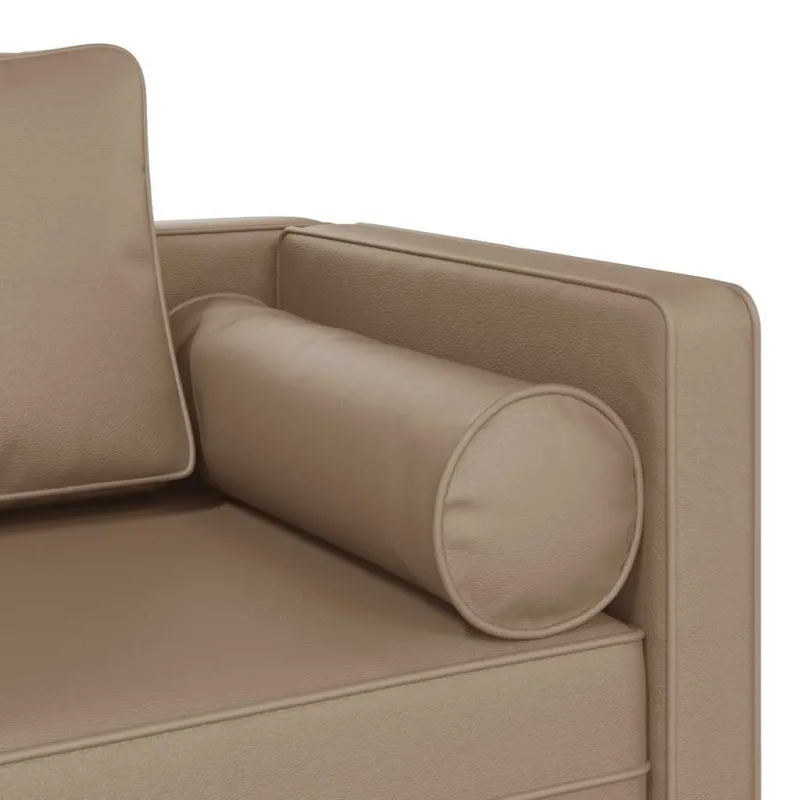 Poilsio sofa su pagalvėmis, kapučino, dirbtinė oda