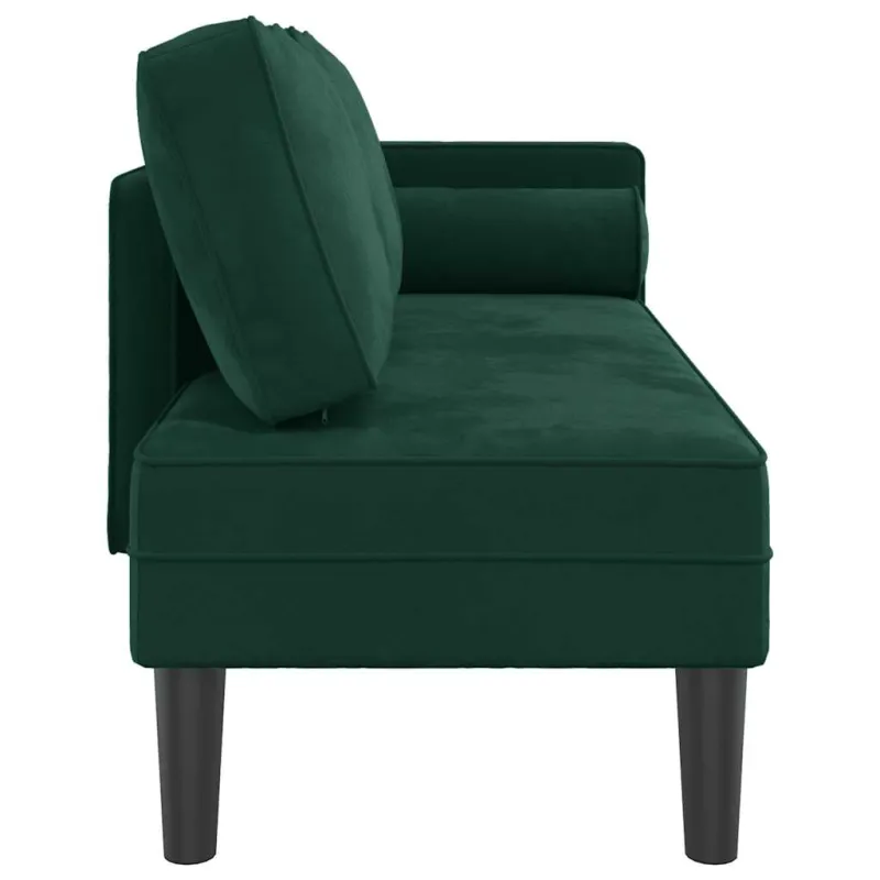 Poilsio sofa su pagalvėlėmis, tamsiai žalios spalvos, aksomas