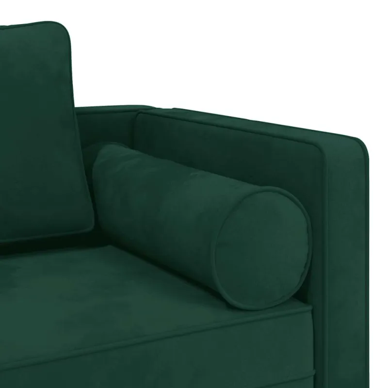 Poilsio sofa su pagalvėlėmis, tamsiai žalios spalvos, aksomas