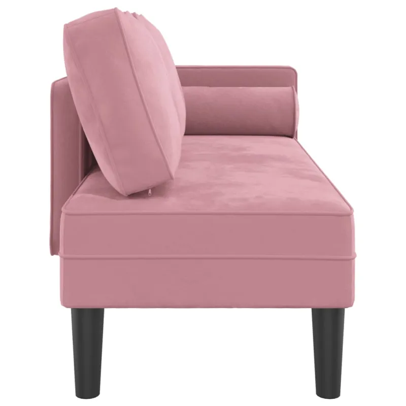 Poilsio sofa su pagalvėlėmis, rožinės spalvos, aksomas