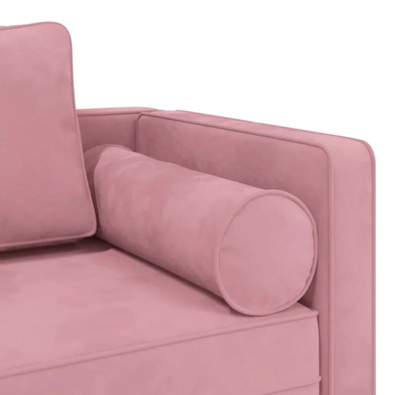 Poilsio sofa su pagalvėlėmis, rožinės spalvos, aksomas