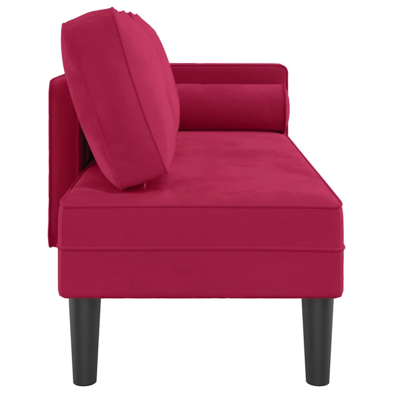 Poilsio sofa su pagalvėlėmis, raudonojo vyno spalvos, aksomas