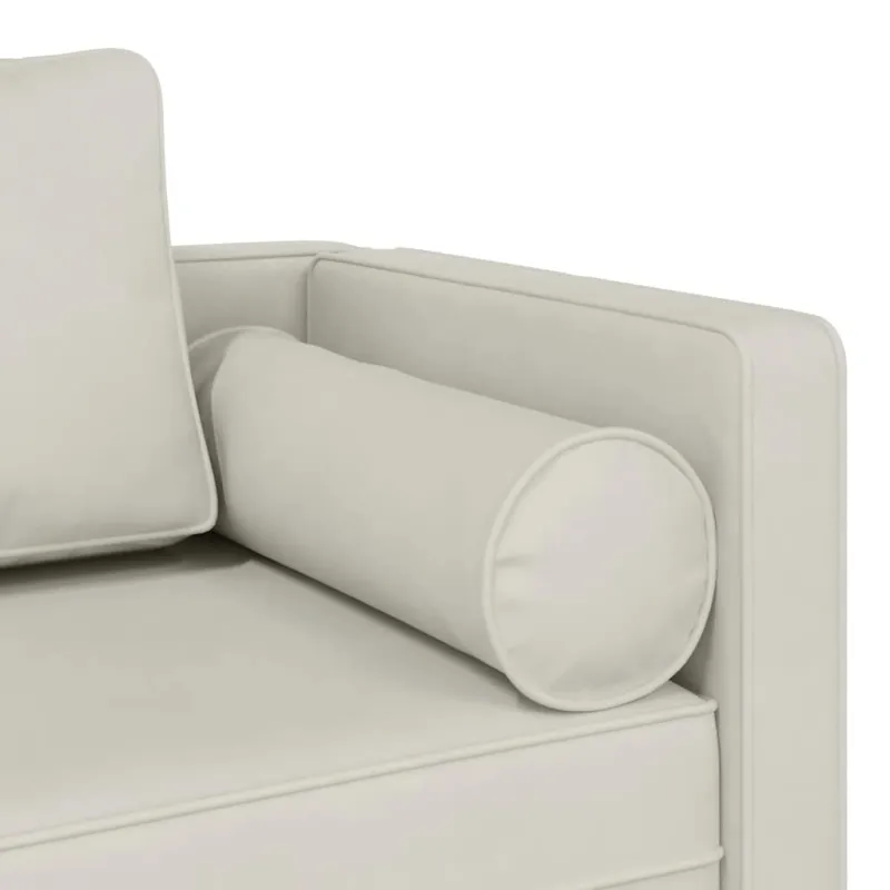 Poilsio sofa su pagalvėlėmis, kreminės spalvos, aksomas