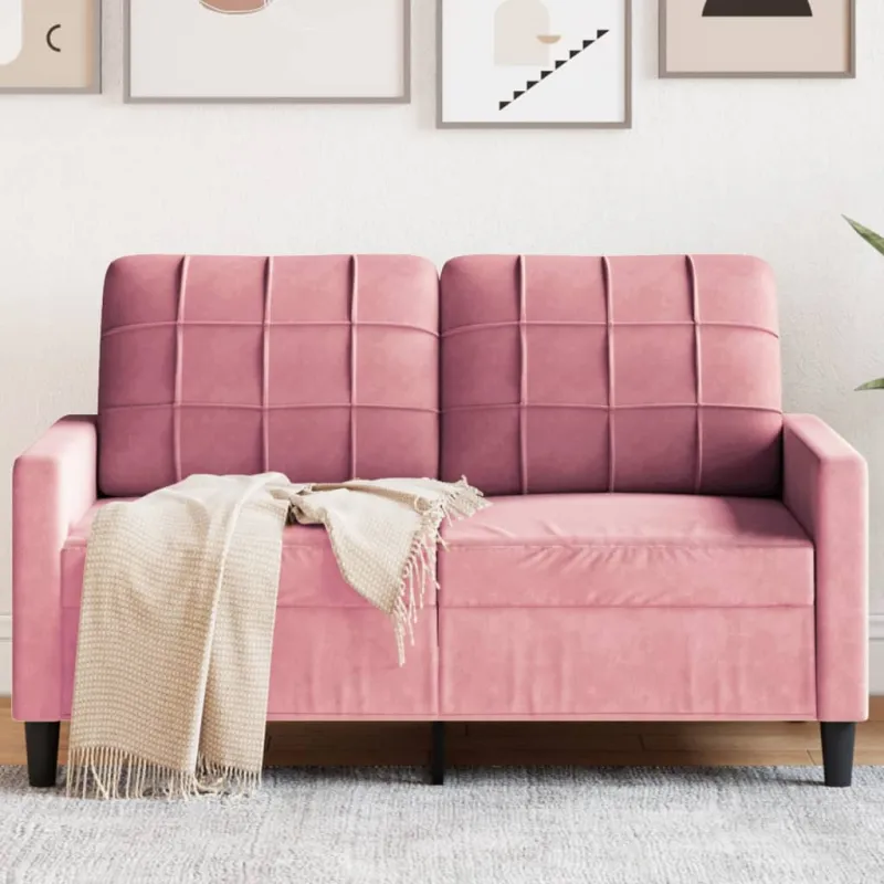Dvivietė sofa, rožinės spalvos, 120cm, aksomas